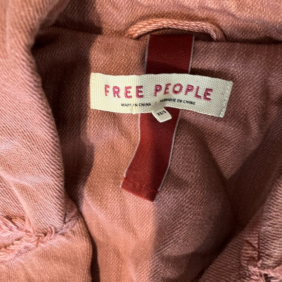 Free People Trench Coat Cherry Chai Jacket Split Sides Button TieWaist - Picture 4 of 5